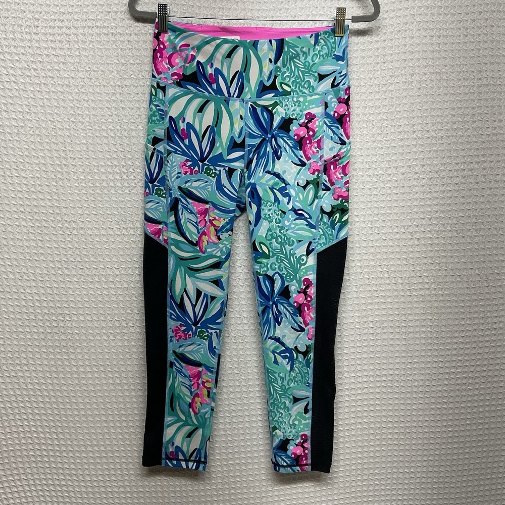 NEW LILLY PULITZER Luxletic Weekender High Rise Midi Pants Size M Hype it Up